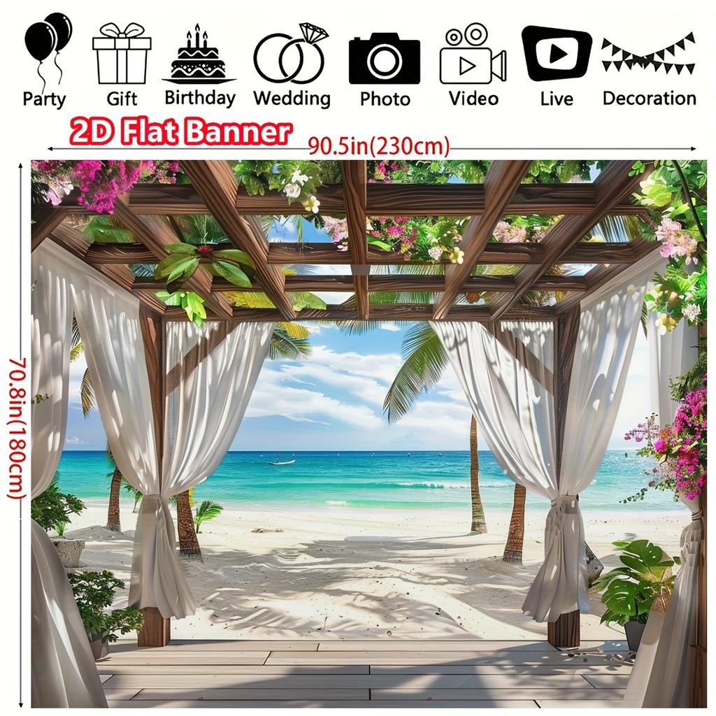 1Pcs Hawaiian Beach Tropical Decoration Background Bedroom Backdrop Decorations For Photo Studio Photo Booth Christmas Party