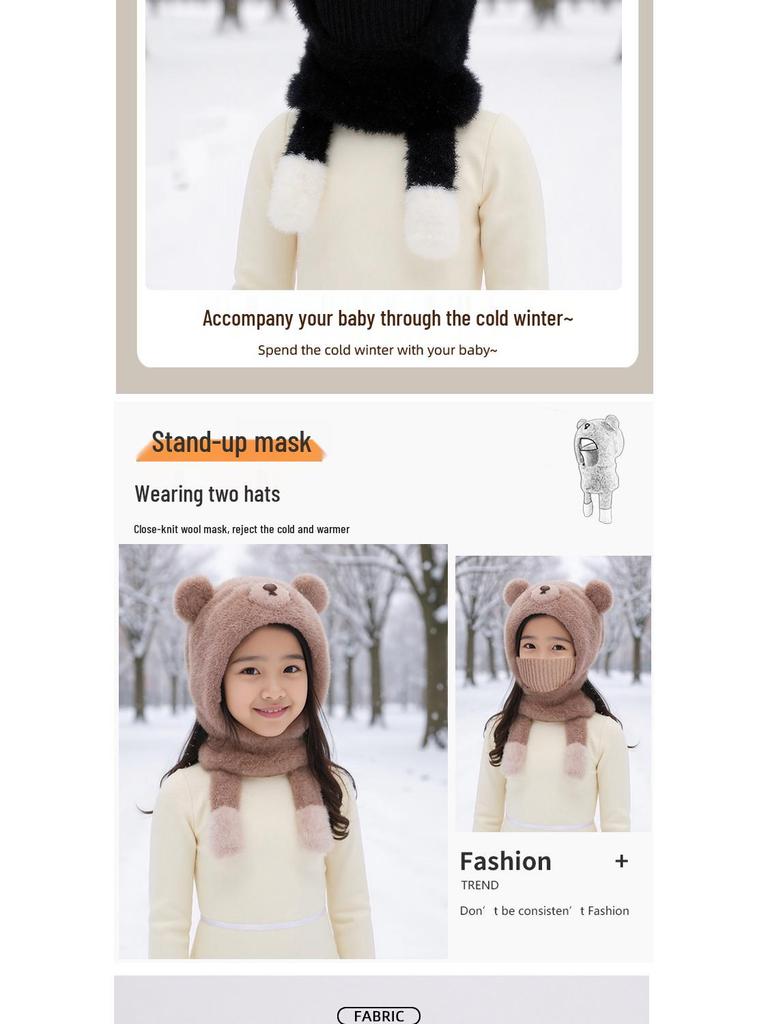 Dětská zimní čepice a šála 2025: Teplá, Odolná proti chladu, Plyšová pletená vlna