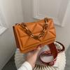 Chic Women Quilted Faux Leather Crossbody Bag, Gold Chain Adjustable Printed Wide Strap Shoulder Purse Casual Daily Handbag