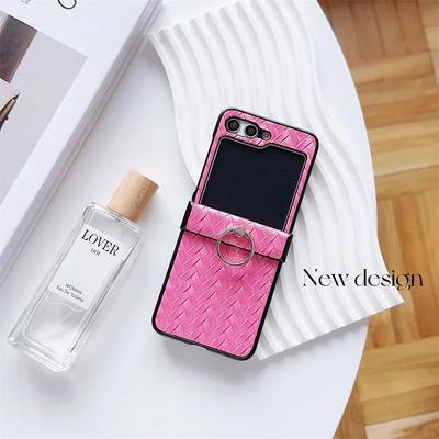 Etui na telefon z uchwytem na pierścień ze skóry plecionej do Samsung Galaxy Z Flip 6 5 4 3 Flip6 Flip5 Flip4 Flip3 5G 5G Obudowa ochronna