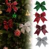 Large Fabric Bows for Home Decor Glitter Christmas Bow, Gold Sparkling Ribbon Hanging Ornament Decorative Wedding Scenery Tree Wreath Gift