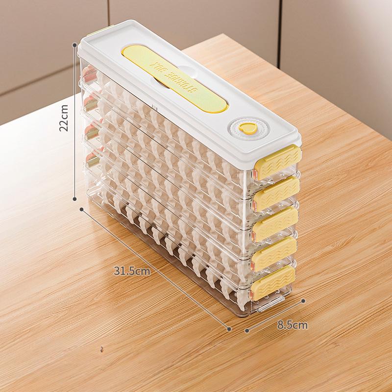 Narrow-Edge Food-Grade Multi-Layer Dumpling Storage Box with Non-Stick Bottom, Fresh-Keeping, Sealed for Refrigerator Side Door.
