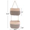 Over The Door Hanging Basket, 2 Tier Cotton Rope Woven Wall Basket, Magazine Racks Hanging Organizer, Decorative Hanging Storage Baskets for
