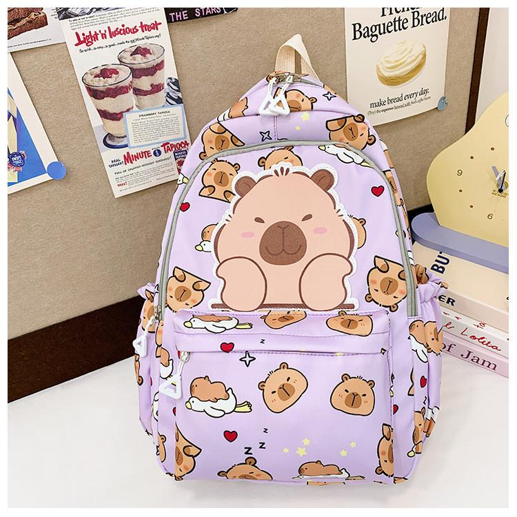 

Lightweight And Spacious Kids Backpack With Capybara Design Perfect For Days School фиолетовый