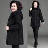Mother's Down Padded Jacket Women's Winter Clothes Large Size Mid-length Hooded Collar Padded Jacket Jacket Women's Padded Jacket
