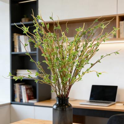Fake Green Leaves Stems Lifelike Simulated Leaves Branch Artificial Faux Greenery Branches for Vase Filler Home Office Wedding Decoration