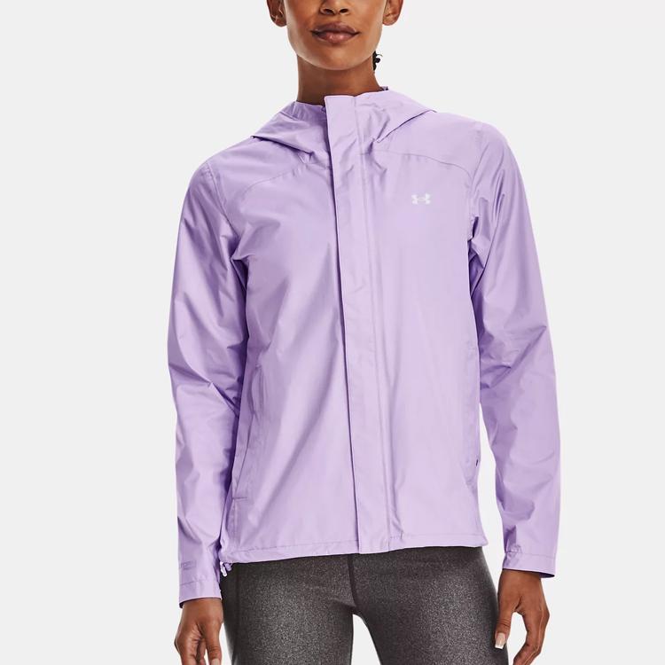 Under Armour Solid Color Logo Print Zip-Up Hooded Jacket Women Outerwear Nebula-Purple 1374645-515