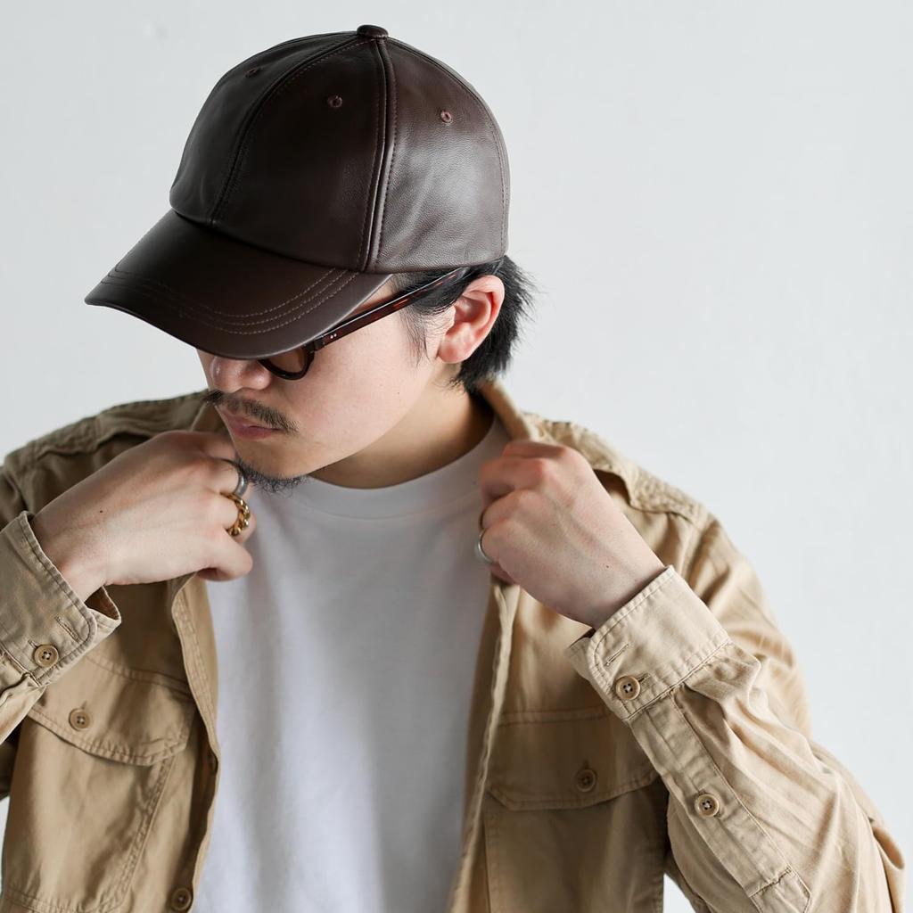 Genuine Leather Low Baseball Cotton Polo LAMD Lamb Sizes Brown [LECK HATTER] Cap, 6-Panel Cap, Men's Cap, Cap, Cap, LEATHER, Leather, Cap, Available,