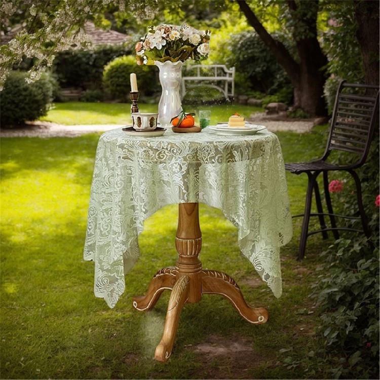 Wedding Ready Lace Tablecloth Intricated Mesh Design Lightweight Fade Resistant Polyester Fabric For Party Decorations