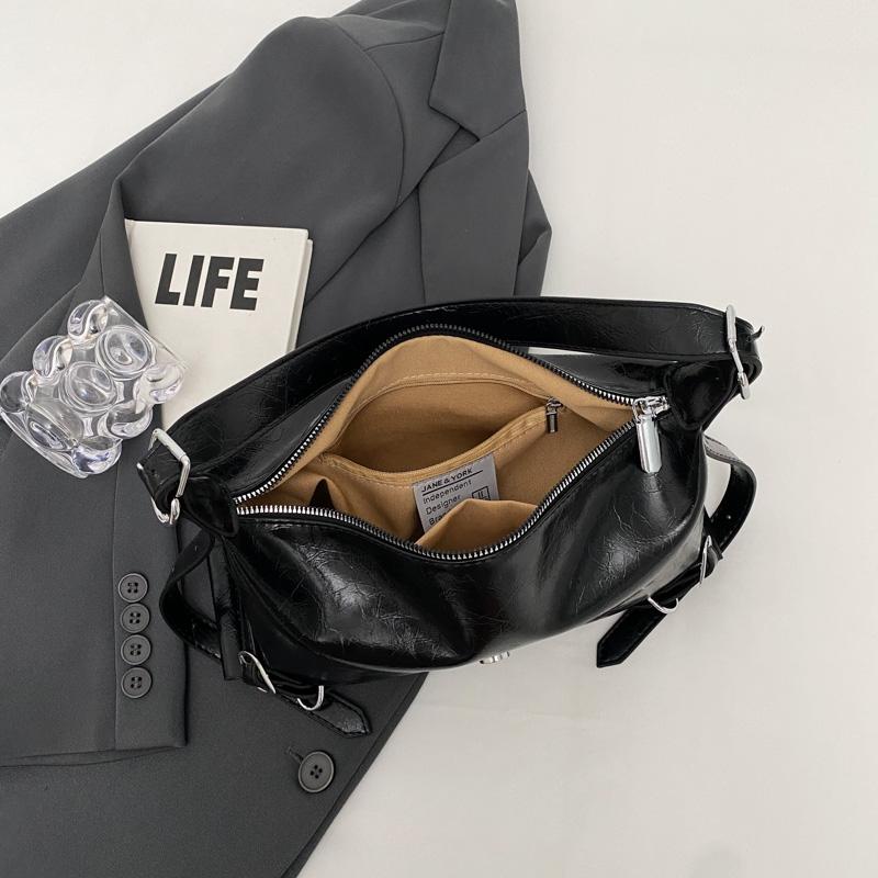 Vintage Fashion Women Shoulder Crossbody Bags Y2K Belt Design Solid Color Underarm Bag  Luxury Designer Purses And Handbags