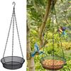 Hanging Bird Feeder Round Tray Metal Mesh Platform Seed Feeder for Outdoor Garden Decoration
