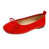 [Uncle Shoe] Red Shoes Daily Doudou Shoes Temperament Single Shoes Women's Shoes Commuting Soft-soled Single Shoes Comfortable Suede Butterfly