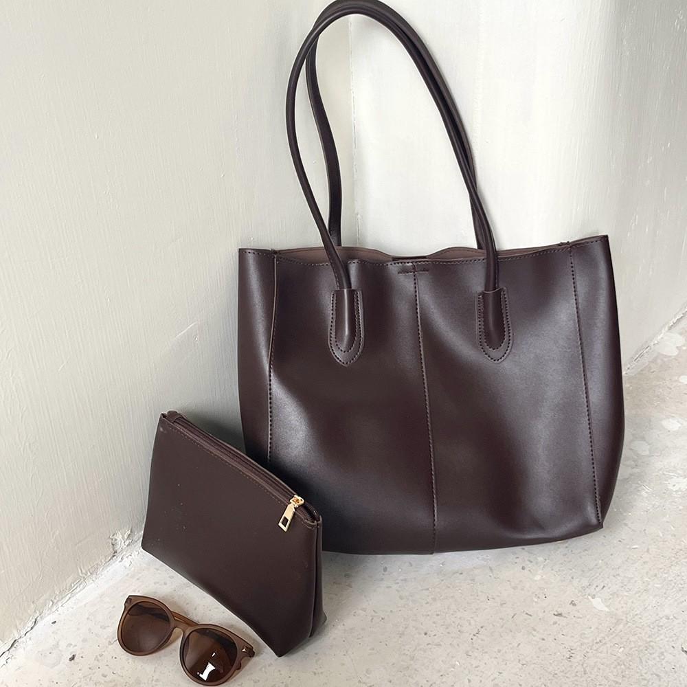 Ielgy Retro Tote Bag Korean Version Commuter Bag All-Match Large-Capacity Shoulder Bag