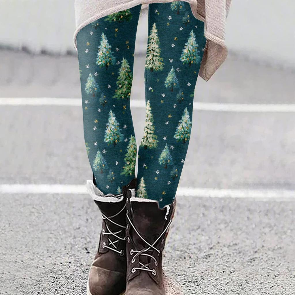 Women's Christmas Print Slim Fit Elastic Yoga Casual Pants