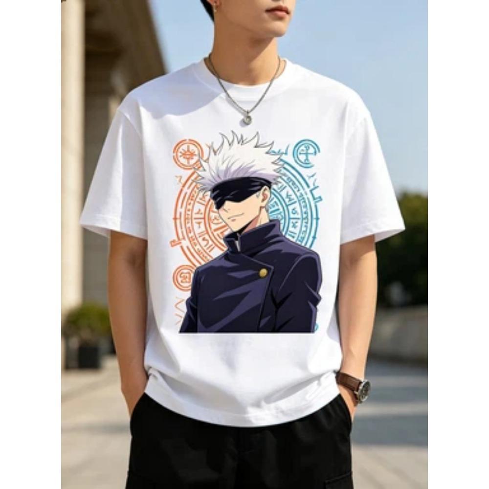 Men's Anime All Over Print T Shirt Summer Casual Short Sleeve Tee