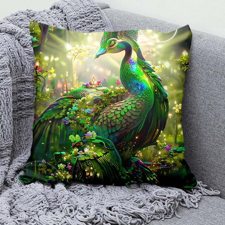 Декоративная наволочка с принтом павлина для спальни, гостиной, квадратная подушка, наволочка 40x40cm