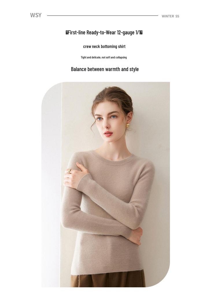 2026 Le Ka Sha Women's 100% Pure Cashmere Round Neck Base Layer Top - Slim Fit Autumn/Winter Sweater