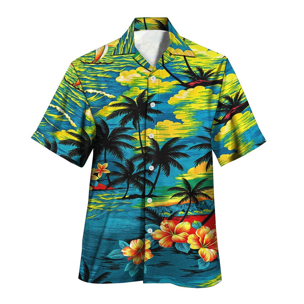 2025 Nytt trykk skjorte Tiki skjorte Menn Hawaiisk skjorte Menn Retro Menn Pluss størrelse skjorte Casual Kort ermet Strandbluse Mannlige Topper