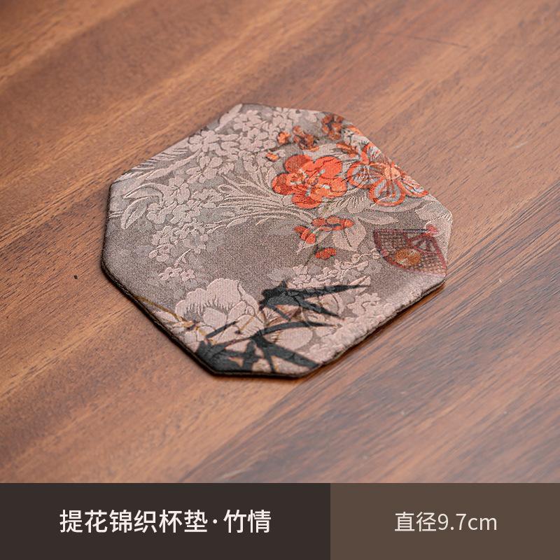 Chinese Brocade Teacup Holder Coaster Cloth Cotton Linen Pot Tea Mat Table Insulation Kung Fu Tea Ceremony Teaware Accessories