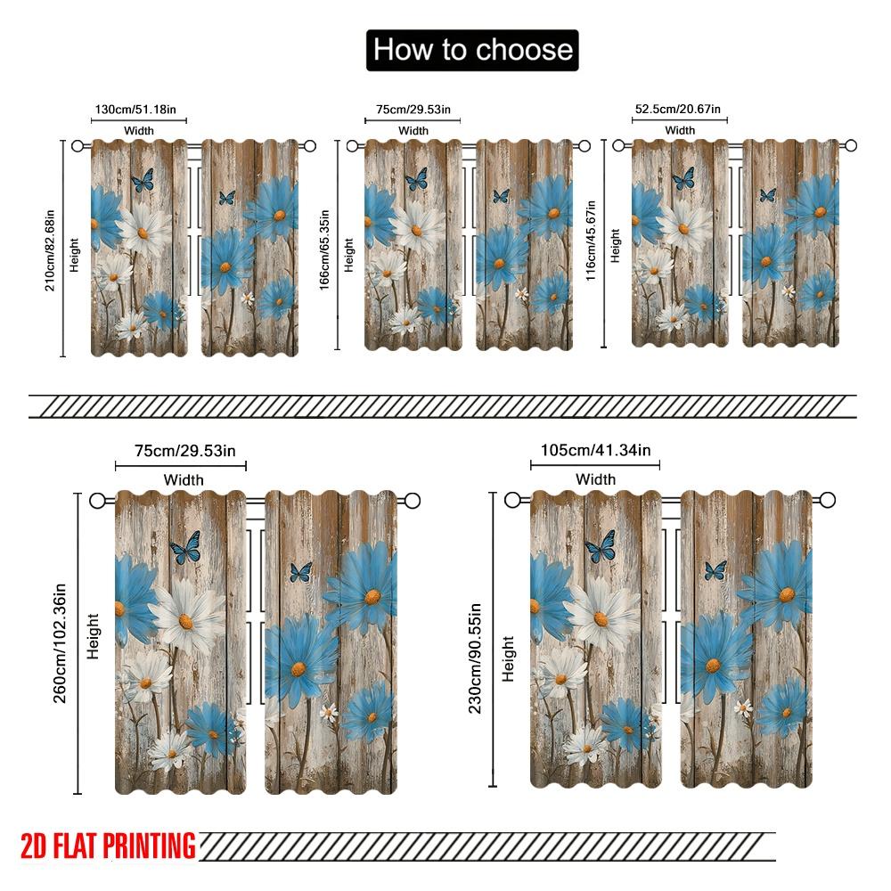 2 Stück, 2D-Flachdruck Fenstergardine Rustikale Blüten(1) Vielseitiger Polyesterstoff (ohne Stange) Vielseitig Alles für Schlafzimmer Wohnen