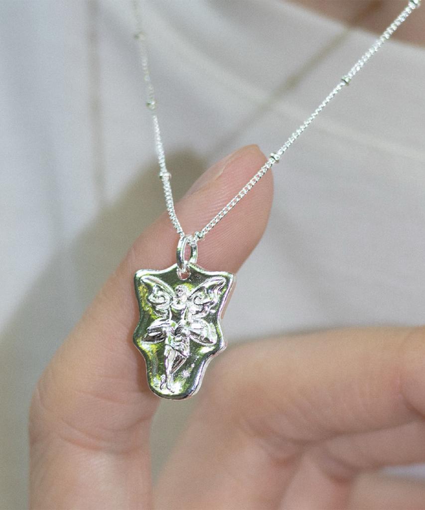 Idusum Book Fairy Necklace (Fairy Silver Pendant Necklace)