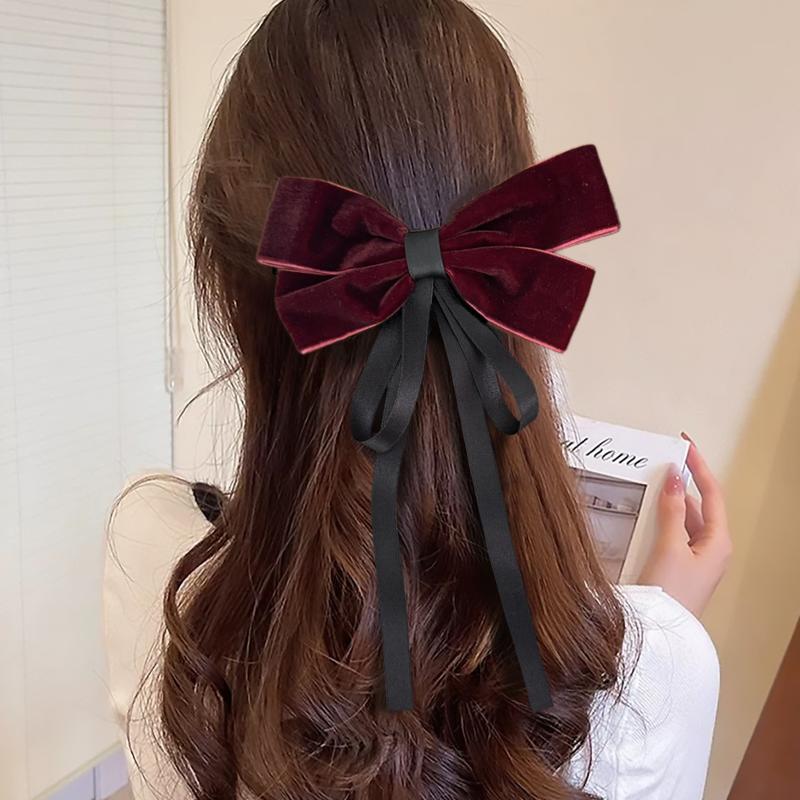 Elegante Samtschleifen-Haarklammern für Damen-Bankette, Party-Kopfschmuck, Haarnadel-Accessoires mit Band für den Hinterkopf