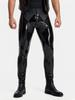 Fashion Men Pu Elastic Pants Latex Double Side Wear Men'S Pencil Pants Stage Dance Legging Slimming Tight Leg Pu Jeans Trousers