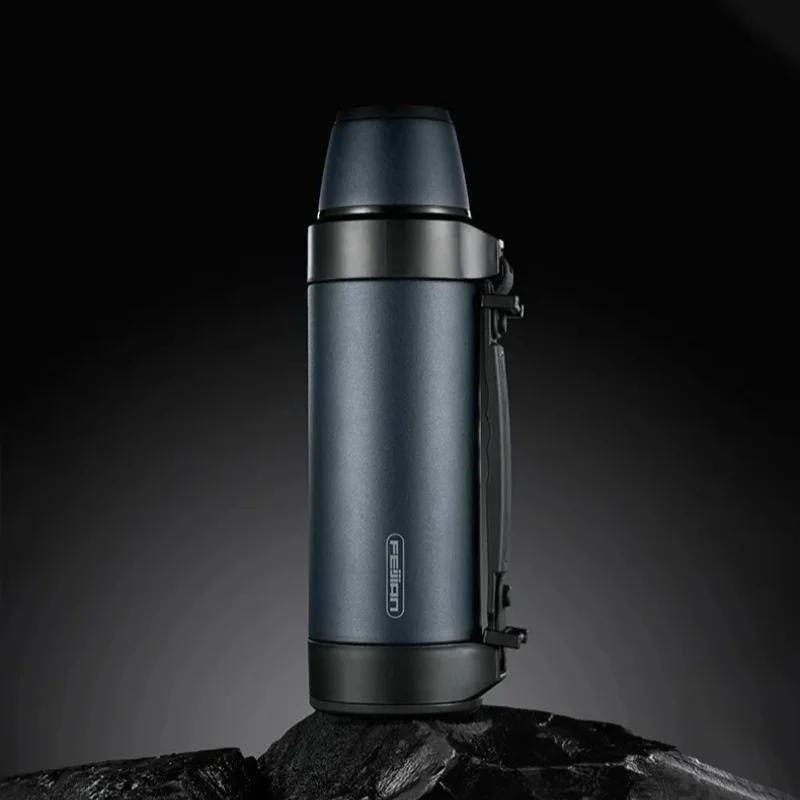 1200/1500ml Thermosflasche Edelstahl Outdoor Camping Wandern Wasserflasche Vakuumflaschen Kalt halten Tragbarer Reise-Wasserbecher