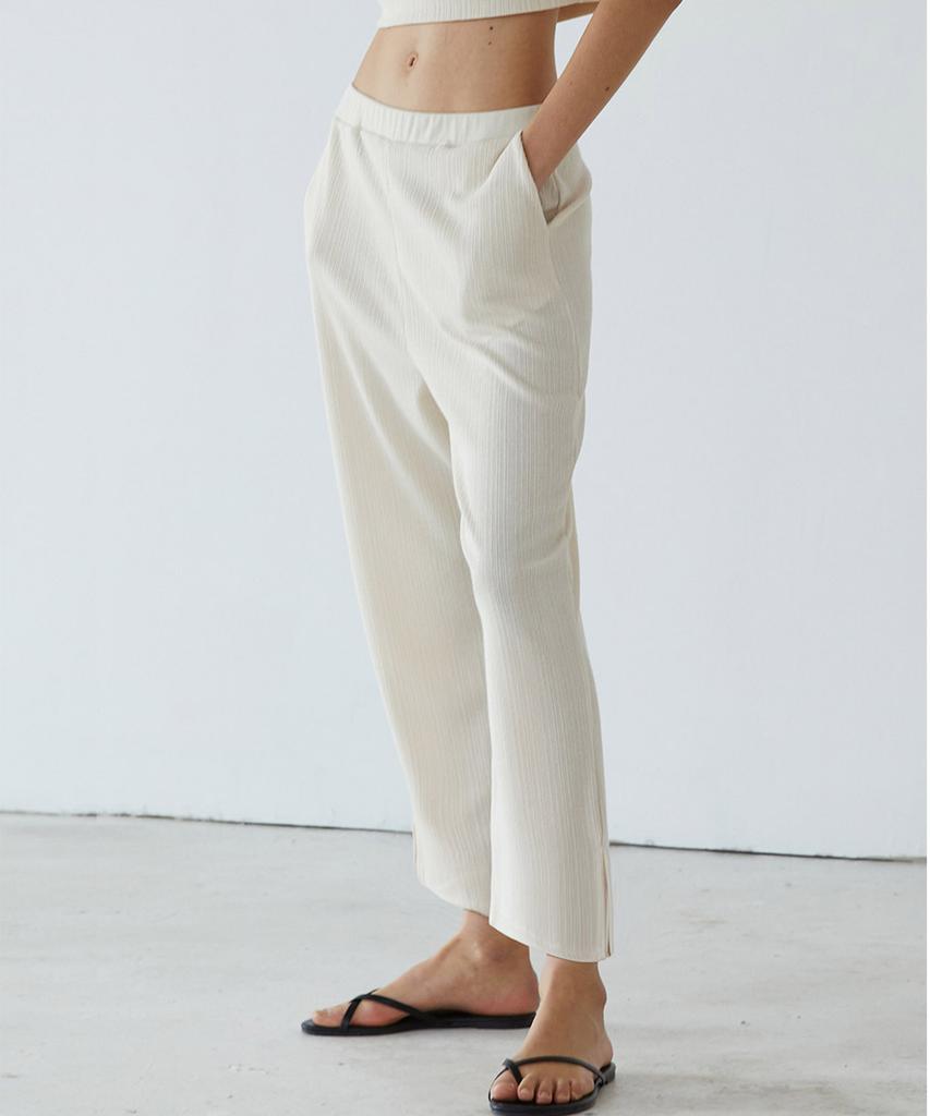 KIMDOH Ivory Wrinkle Wide Knit Pants