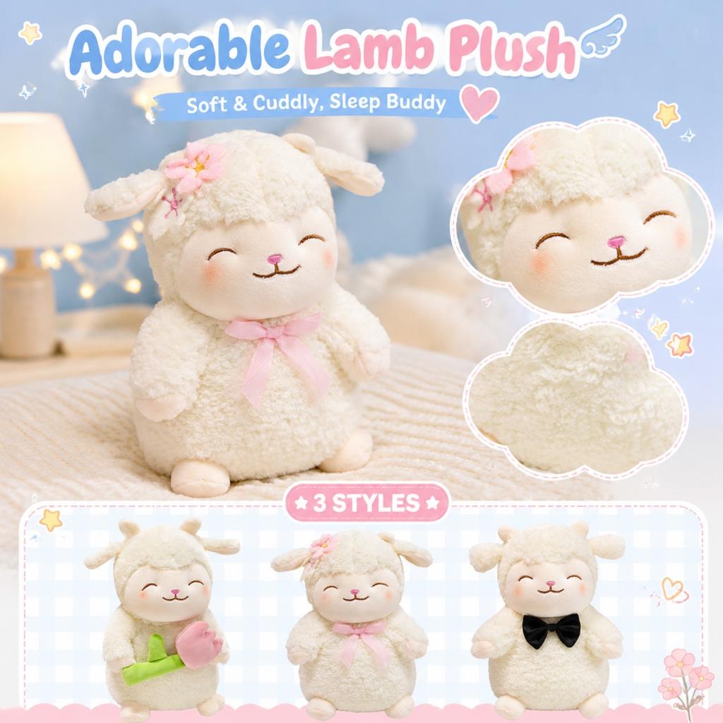 Cute Lamb Plush Toy Stuffed Animal Doll for Boys Girls, Sleeping Comfort