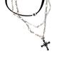 Gothic Layered Crosses Necklace Elegant Crosses Charm Necklace with Multi Layer Design for Fashion Forward Women
