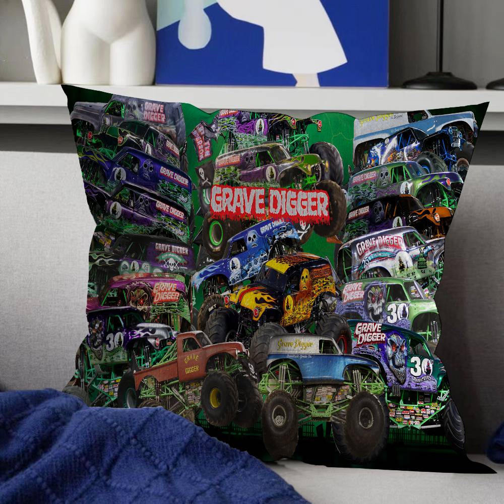 Cartoon Monster Jam Decorative Room Aesthetics Pillow Case Home Decor Bedroom Sofa Bed Couch Pillow Cover 45x45