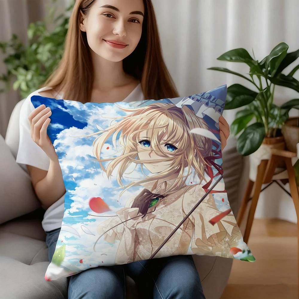 Anime Violet Evergarden Pillow Case Plush Fabric Soft Pillowcase Double Sided Print Cushion Cover Household Gifts