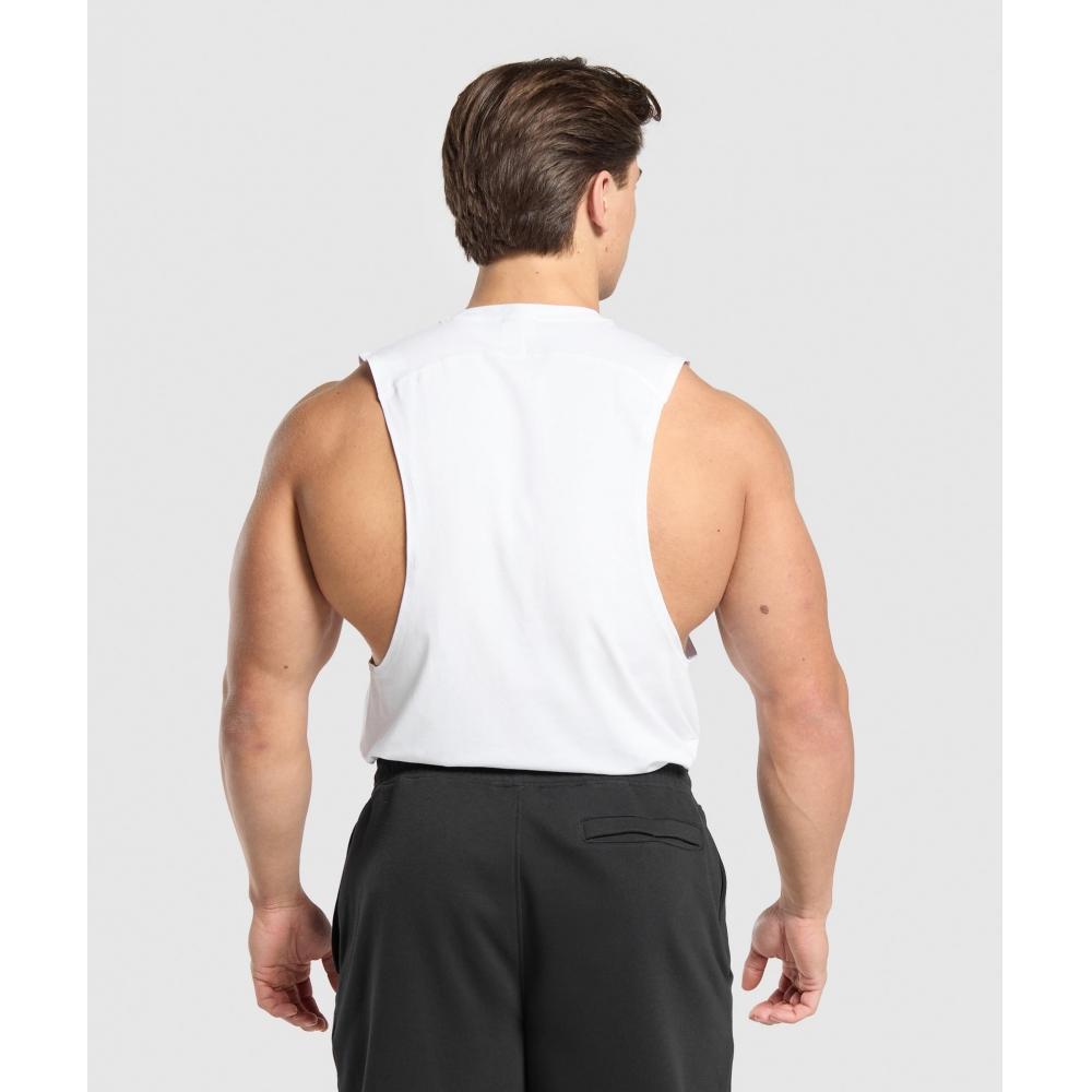 Gymshark Prime Drop Arm Tank White A2c5w Wb57