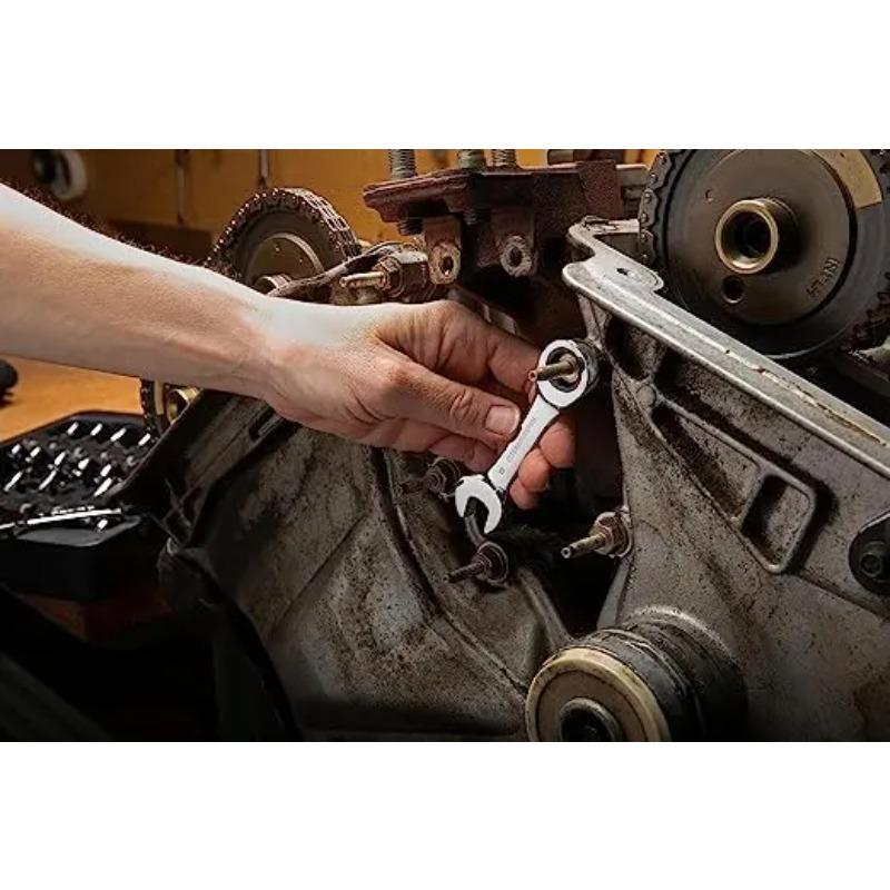 Short Handle Adjustable Head Ratchet Wrench Mini Fast Ratchet Wrench Labor-Saving Auto Repair Hardware Dual-Purpose Wrench Tool