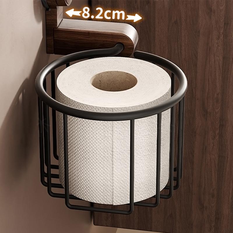 Retro Suction Cup Walnut Toilet And Bathroom Storage Rack No Punching Toilet Tissue Basket Bathroom Waterproof Storage Rack