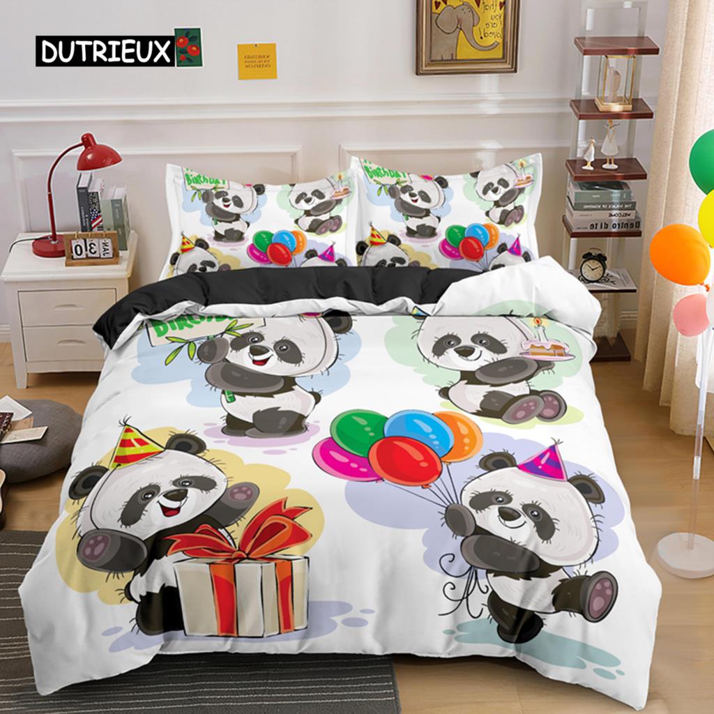

Cartoon Panda 3D Design Bed Linen Package Printed Sweet Animal Bedspread Cover Package Twin Size Size Full Queen Dimension King Dimension Long-lasting EU single(135x200cm)