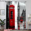 2pcs   Curtain Popular 2D print London Telephone Booth Polyester (without rod) Room Decor Perfect for Study   Living Room   Kitchen