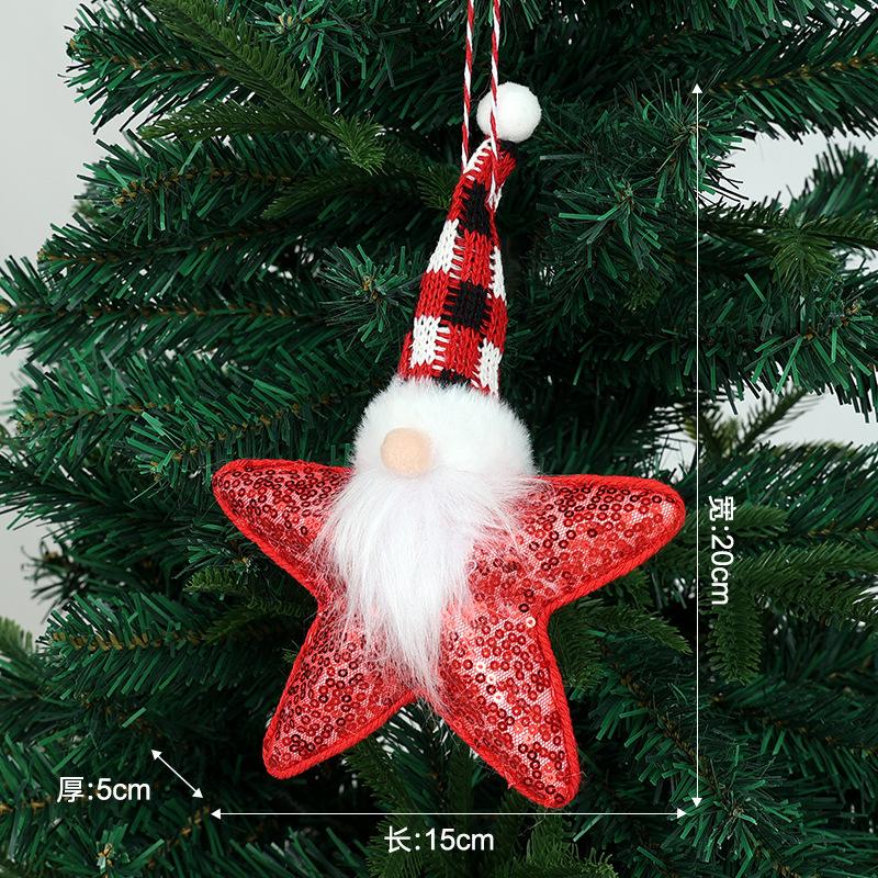 New Christmas decorative sequins pentagram Santa Claus pendant home Christmas tree decoration pendant