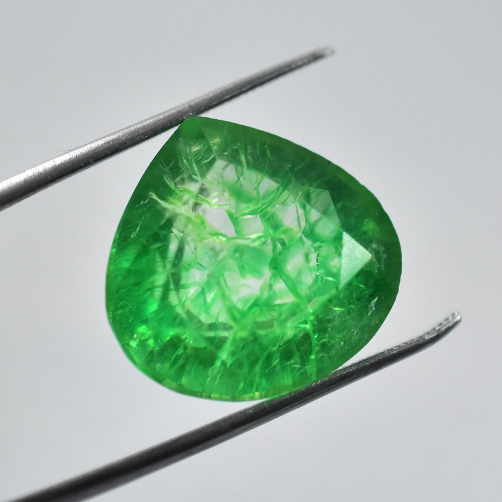 Natural Green Emerald Loose Gemstone Pear Cut 24.45 ct for Jewelry Making and Gem Collections
