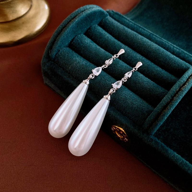 Francouzské retro geometrické náušnice s perlou - Exagerovaná high-end móda pro ženy