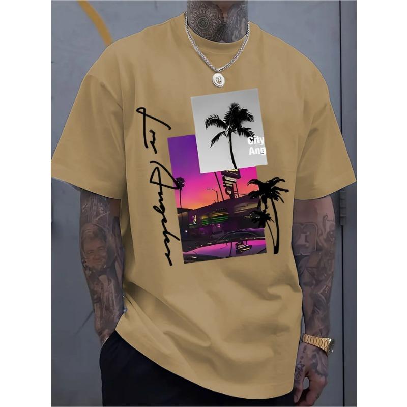 Men's Fashionable Round Neck T-shirt, Versatile Short Sleeves