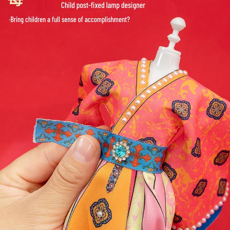 Children's DIY Fashion Design Hanfu Doll Set - Birthday Gift for Girls Ages 6-10, Features 7 Chinese Style Dress-Up Options