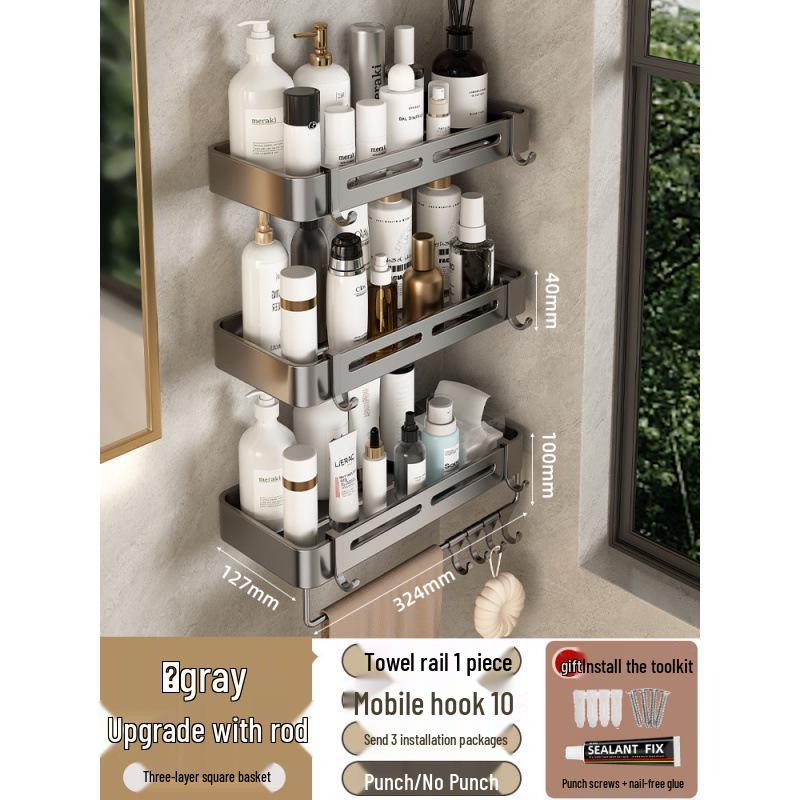 Punch-Free Wall-Mounted Bathroom Shower Corner Shelf