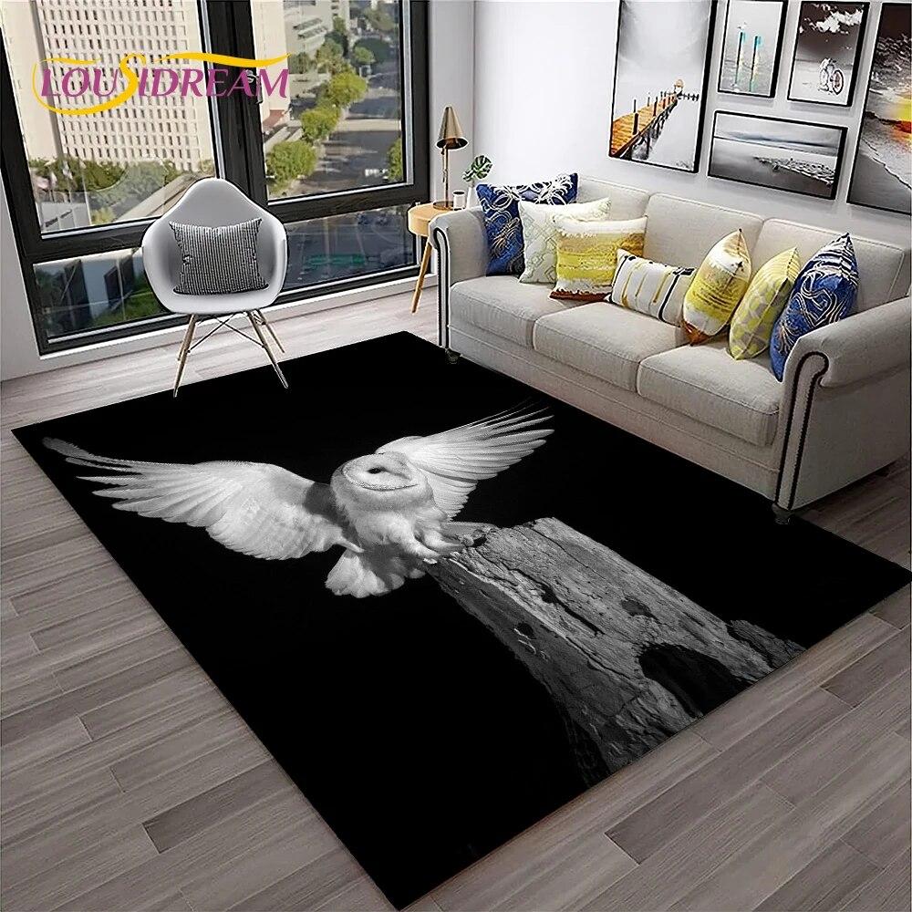 3D Cartoon Cute Owl Series Carpet Rug for Home Living Room Bedroom Sofa Kitchen Doormat Decor,Child Area Rug Non-slip Floor Mat