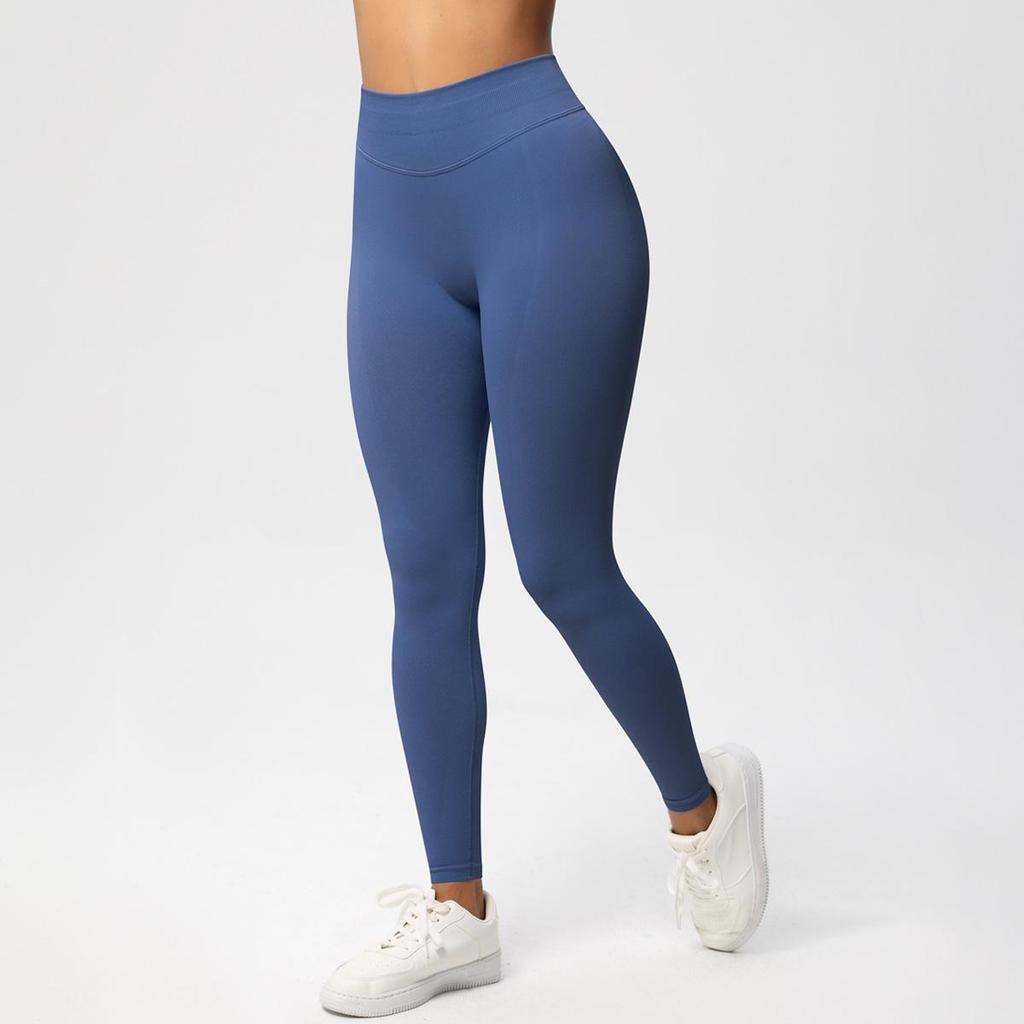 Pantalon de Yoga Fitness Sans Couture Taille Basse: Leggings push-up, moulants, haute performance.