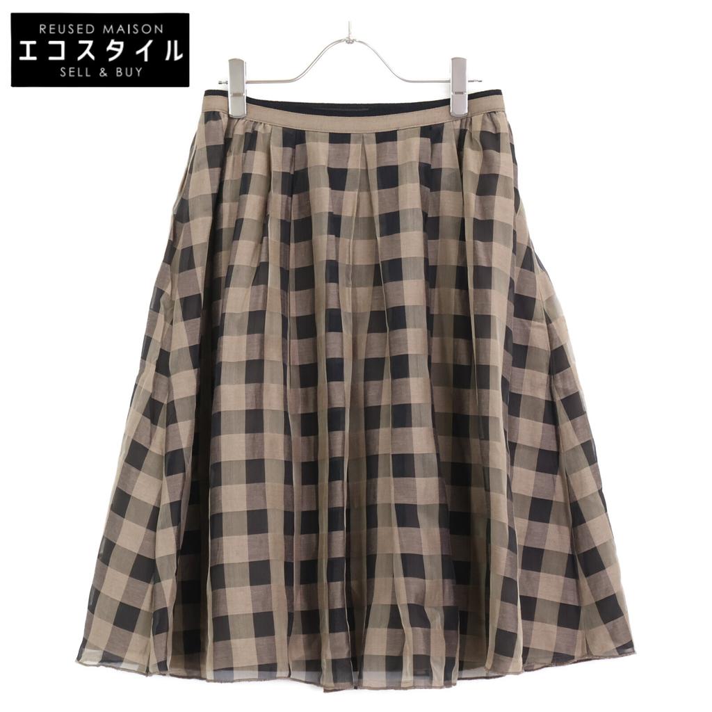 FOXEY Brown 39706 Check Skirt skirt 38 Brown Black CheckUsed