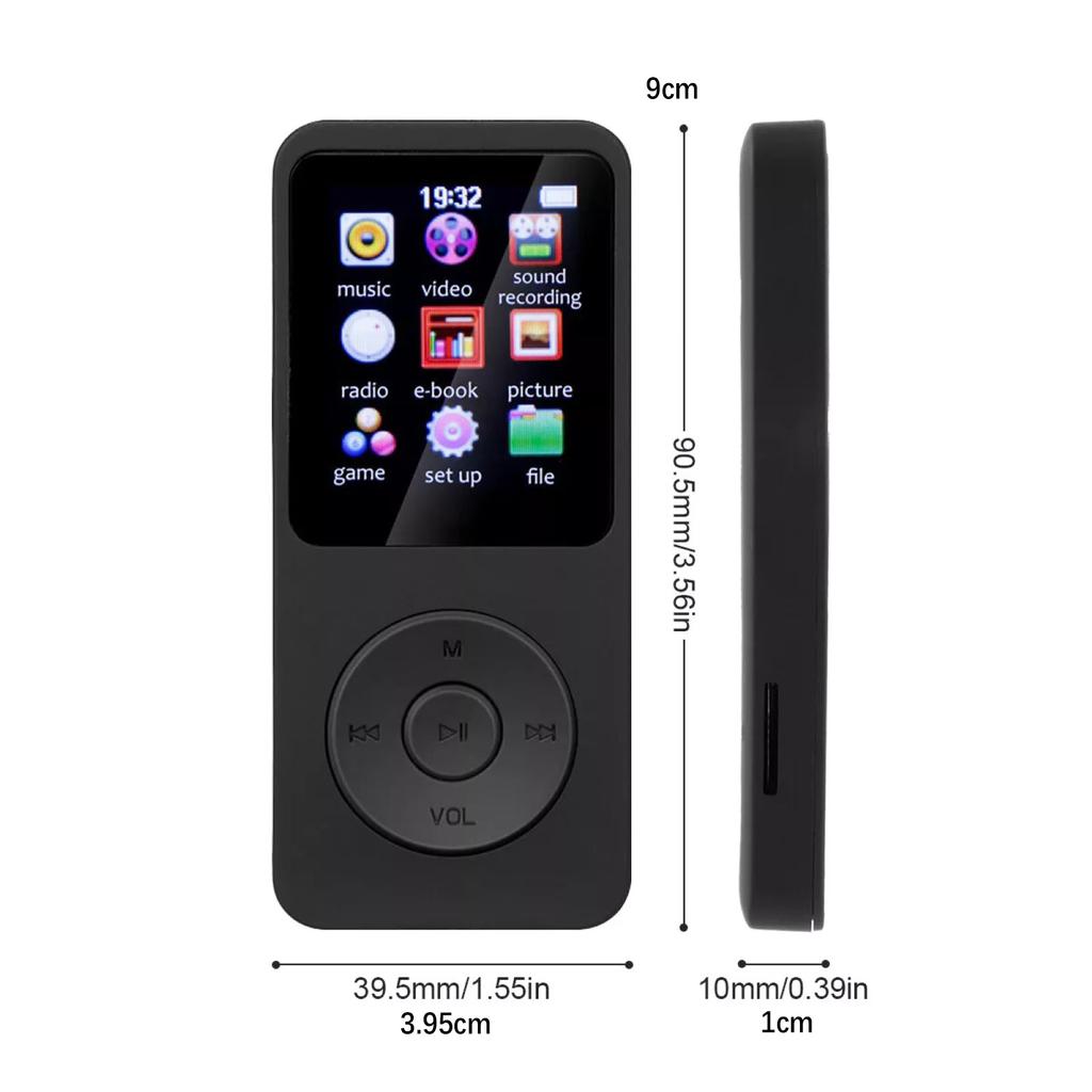 Wireless BT Bluetooth 5.0 MP4 MP3 Player Built-in Lithium Battery HiFi Lossless Sound HD Screen Display Voice Recorder