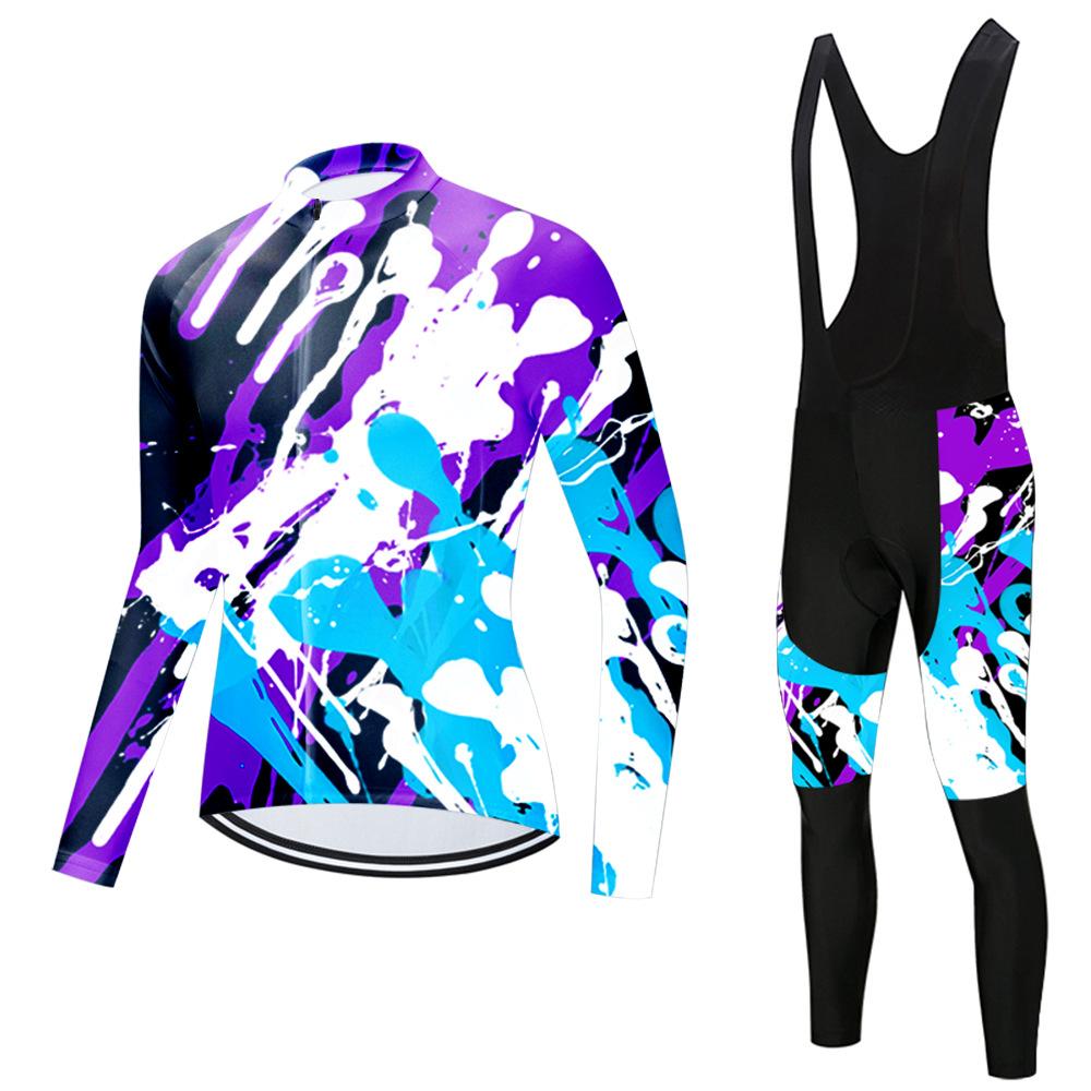 Set Long Sleeve Top Strap Pants Cycling Suit 2026 Autumn Breathable Cycling Suit Set