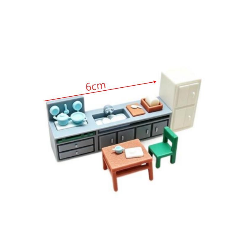 Miniature Kitchen Living Room Furniture Ornament Dollhouse Mini Sink Cabinet Table Chair Model Dollhouse Scene Layout Props